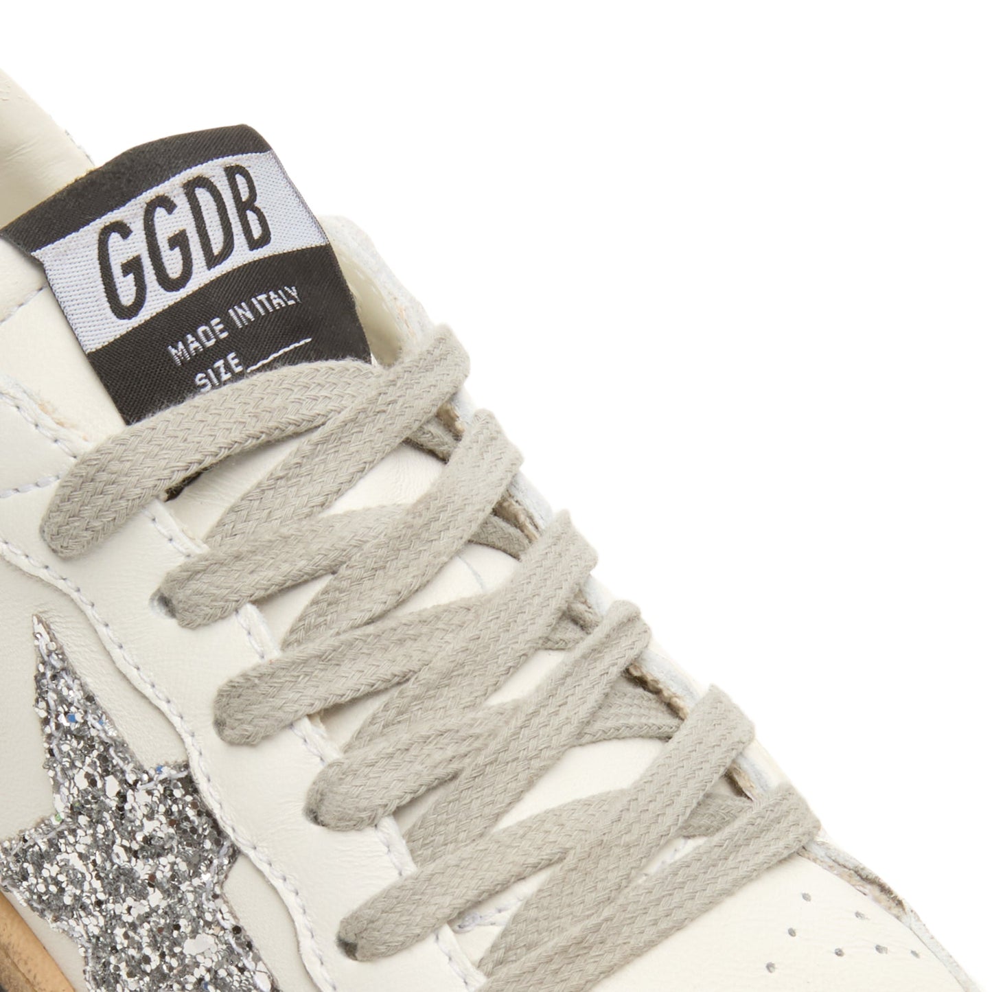 Golden Goose Ballstar Nappa Upper And Spur Glitter (White/ Silver)