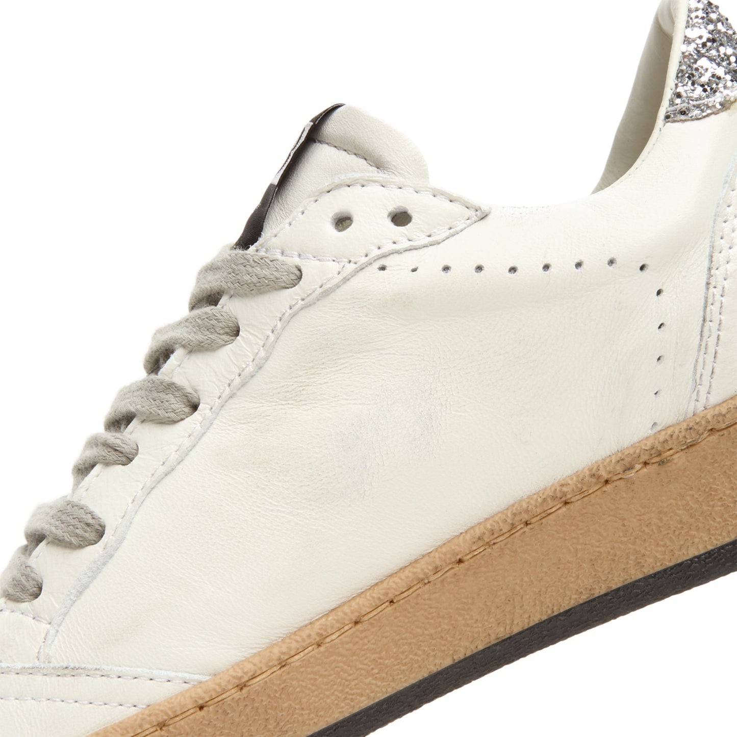 Golden Goose Ballstar Nappa Upper And Spur Glitter (White/ Silver)