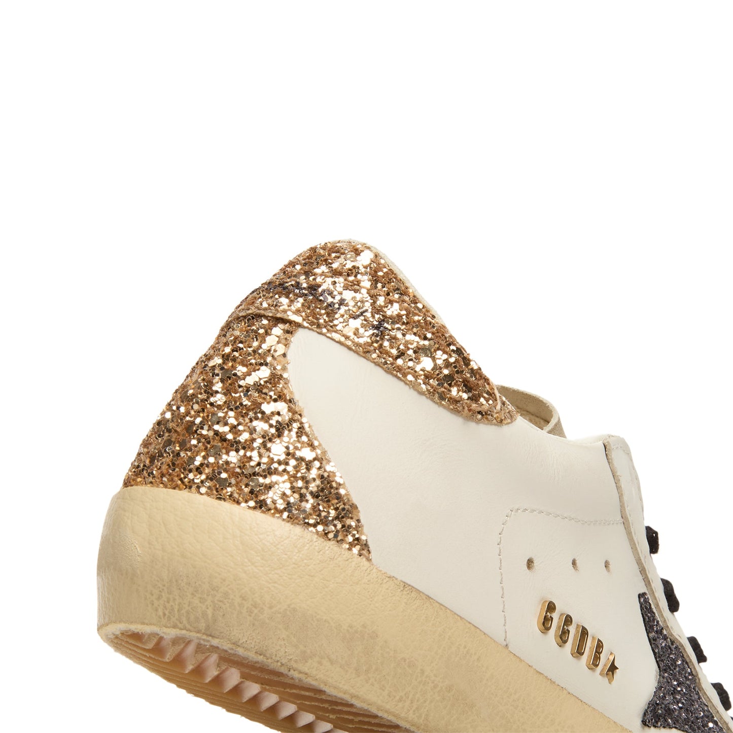 Golden Goose Super-Star Leather Upper Glitter Star Heel (Optic White/Seedpearl/Black/Gold)