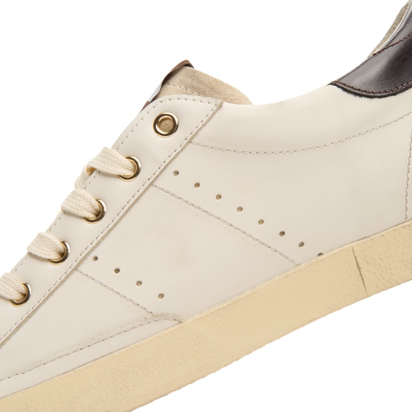 Golden Goose Super-Star Leather Upper Star And Heel (White/Coffee Brown/Seedpearl)
