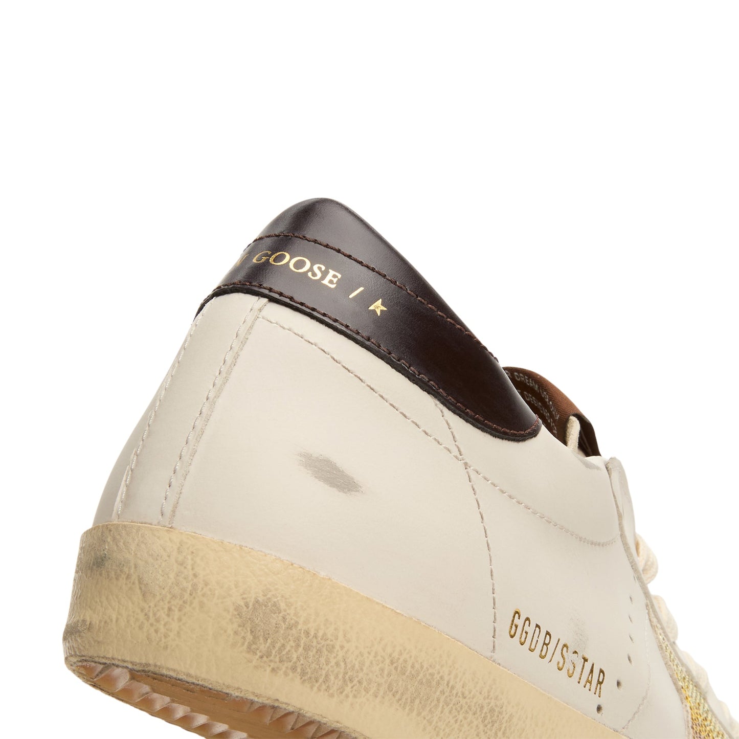Golden Goose Super-Star Leather Upper Star And Heel (White/Coffee Brown/Seedpearl)