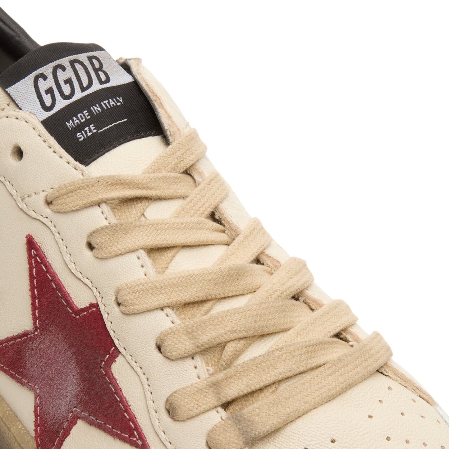 Golden Goose Ballstar Nappa Upper And Tongue Crack (Butter Beige/White/Red/Silver)