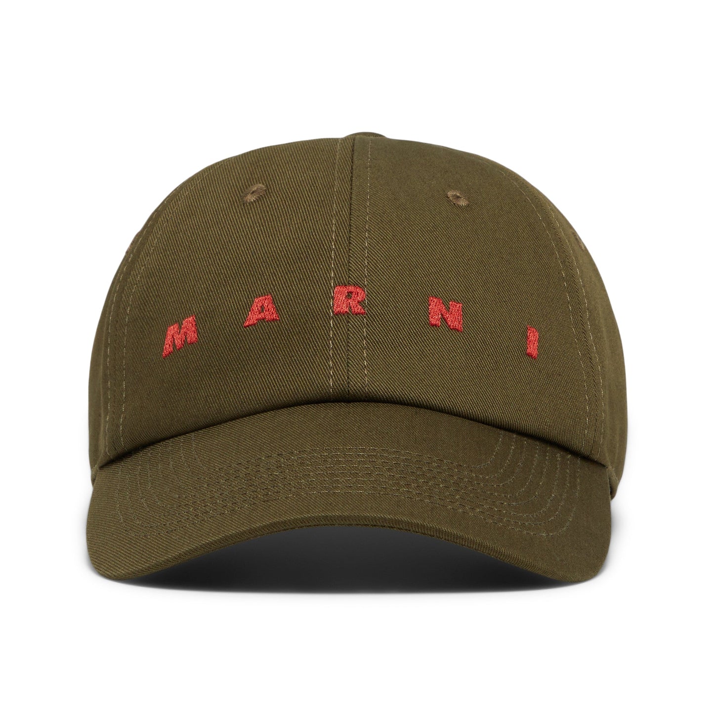 MARNI Embroidered Logo Organic Gabardine Baseball Cap (Deep Sage)