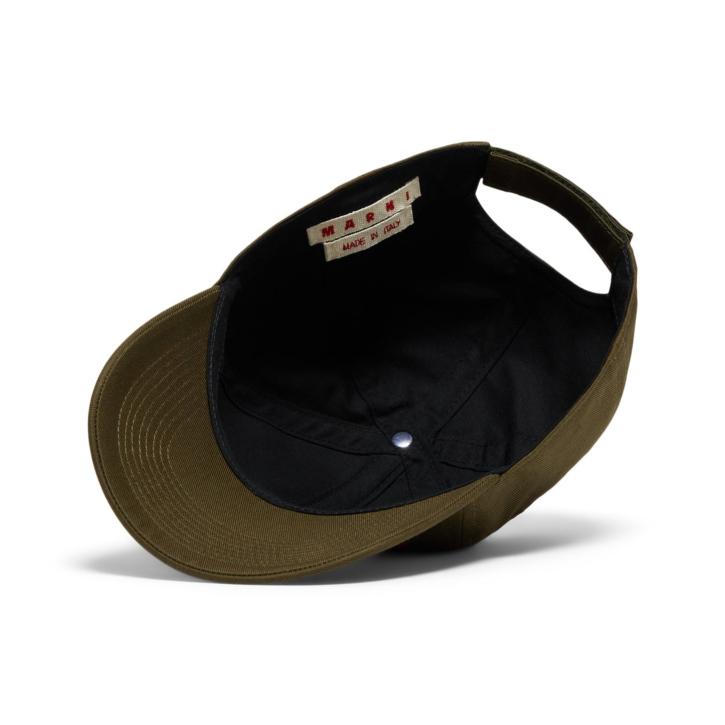 MARNI Embroidered Logo Organic Gabardine Baseball Cap (Deep Sage)