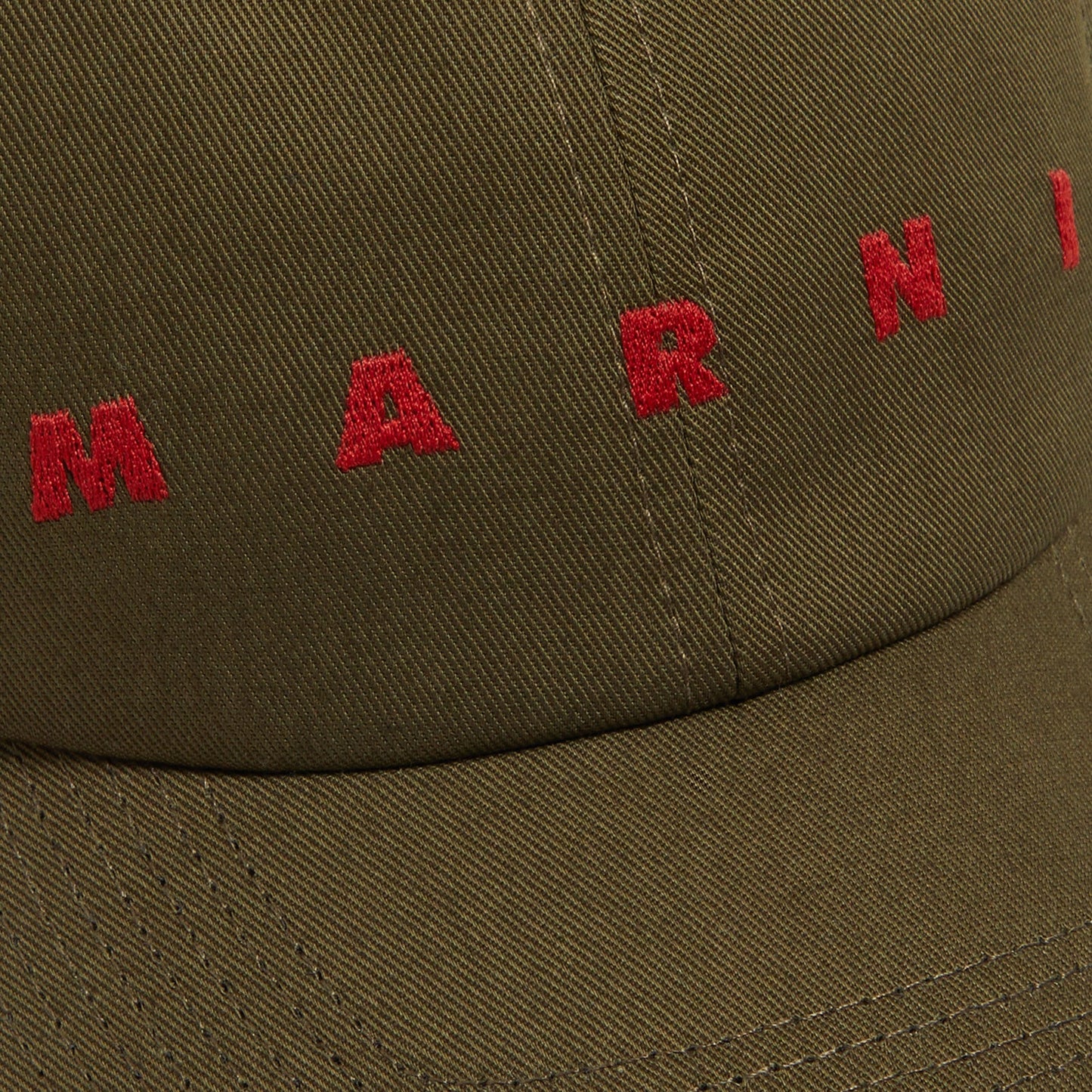 MARNI Embroidered Logo Organic Gabardine Baseball Cap (Deep Sage)