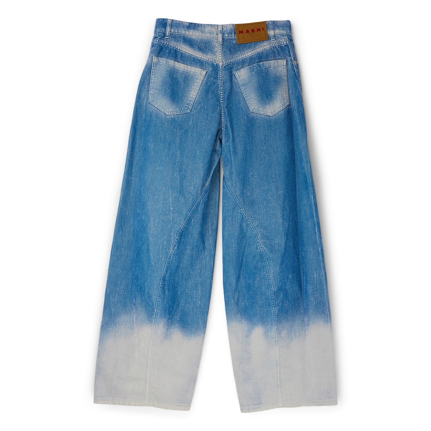 MARNI Flocked Denim Twisted Jeans (Iris Blue)