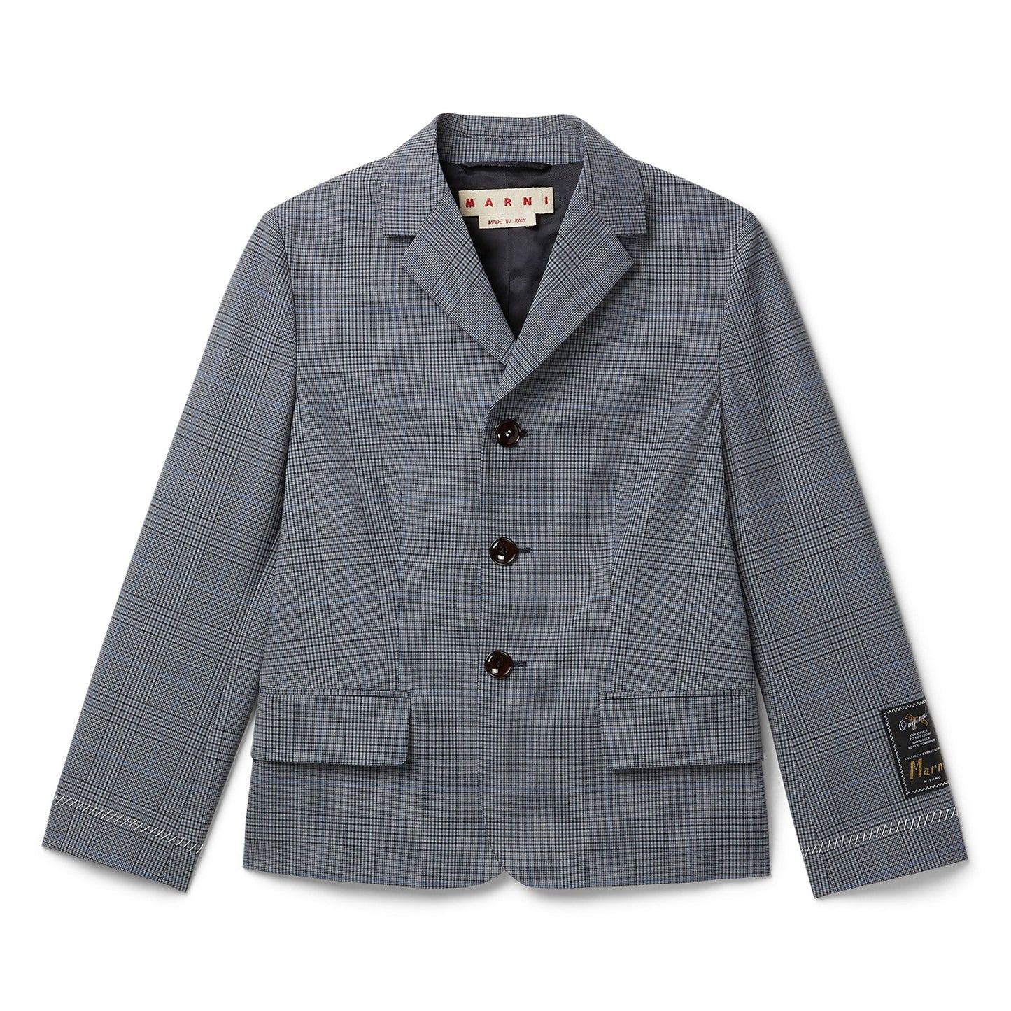 MARNI Prince of Wales Wool Check Cropped Jacket (Truffle)