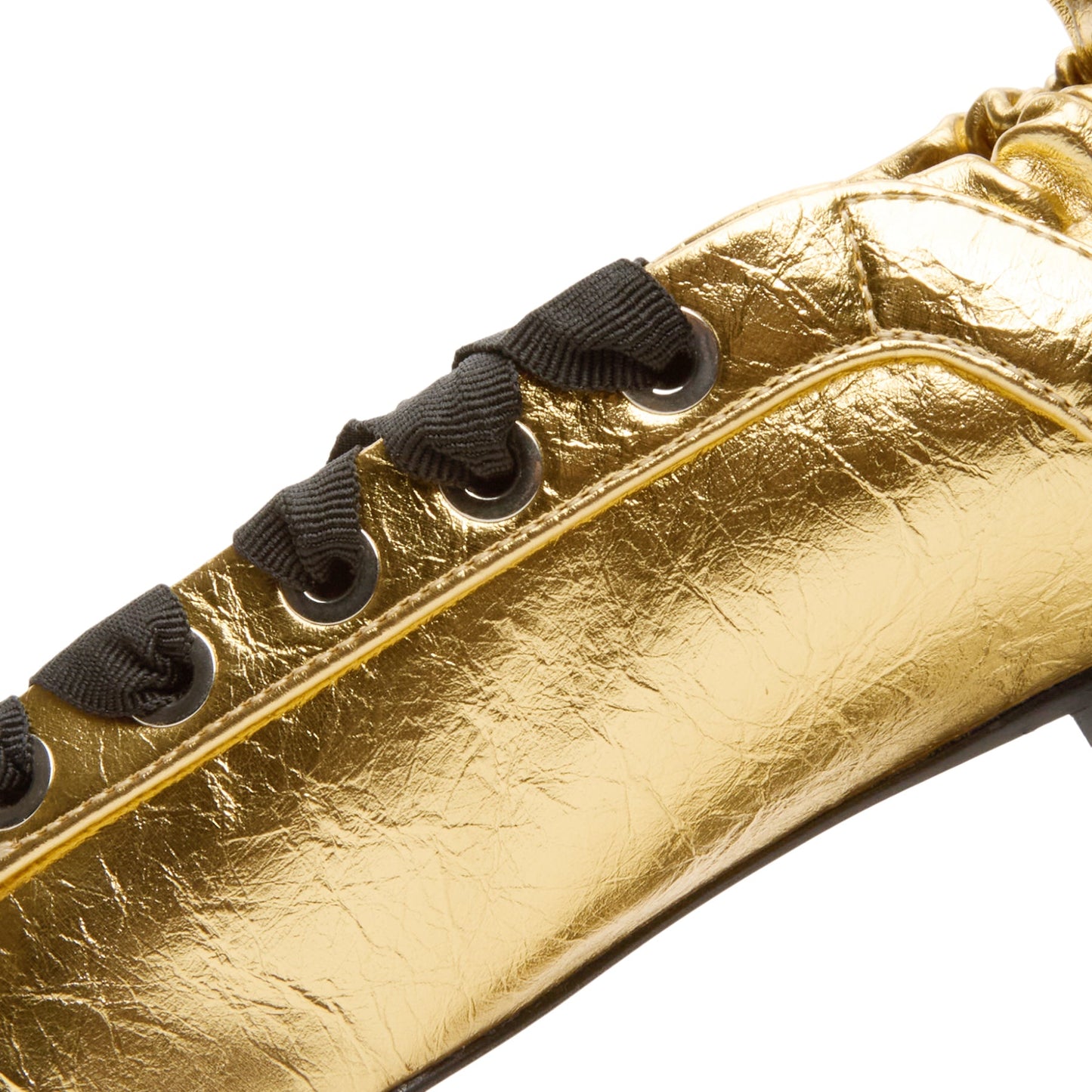 GANNI Eyelets Lace Up Ballerina Crinkle Metallic (Gold)