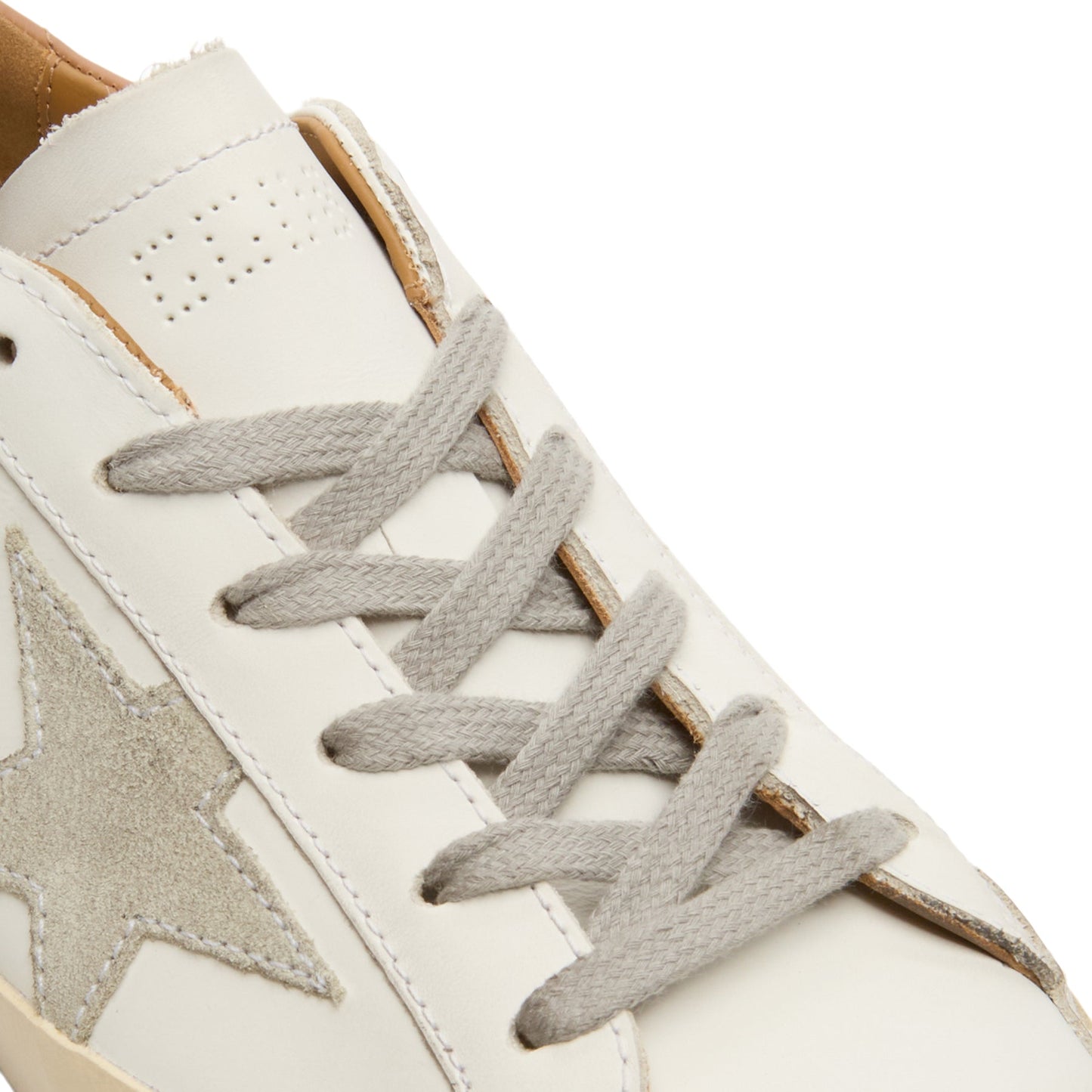 Golden Goose Super-Star Leather Upper And Heel Suede (White/Ice/Light Brown)