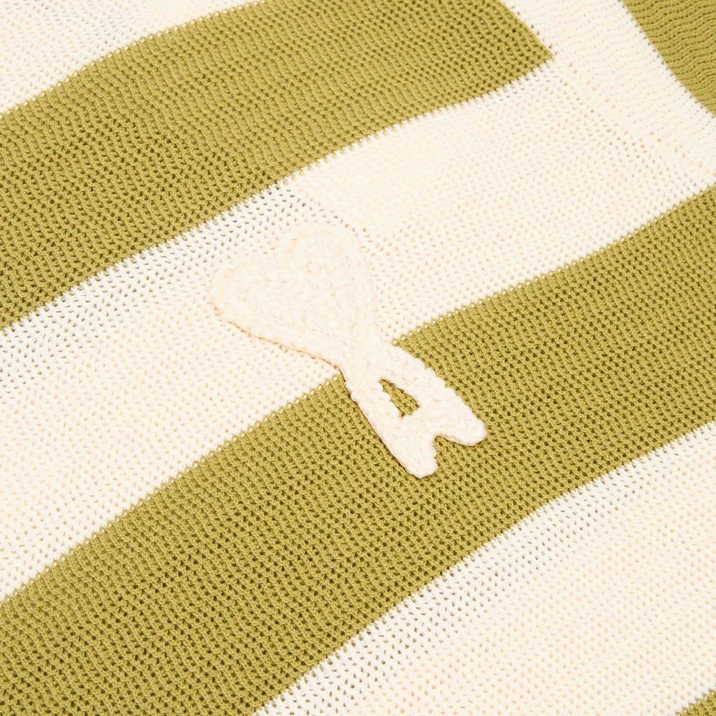 AMI Short Sleeves Polo With AMI De Coeur Patch (Blanc creme/Matcha)