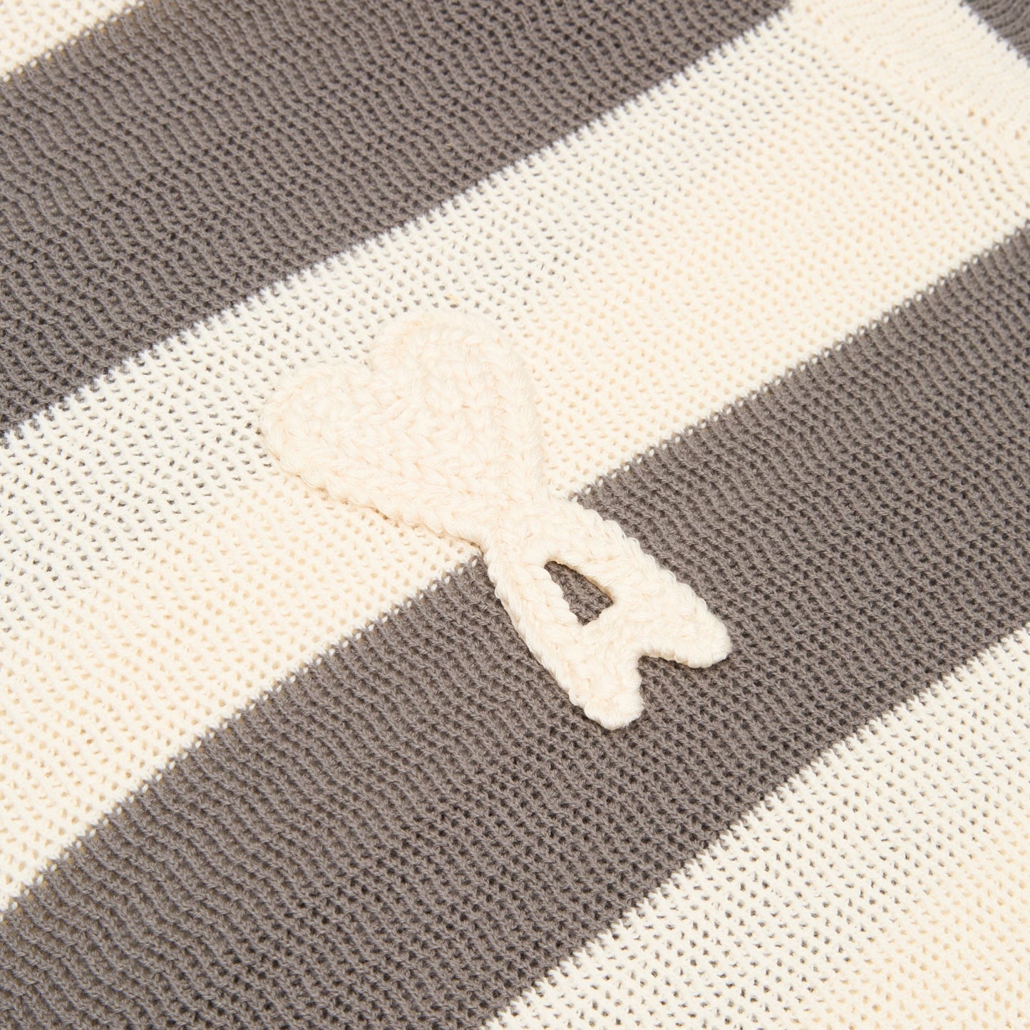 AMI Short Sleeves Polo With AMI De Coeur Patch (Blanc creme/Carbone)