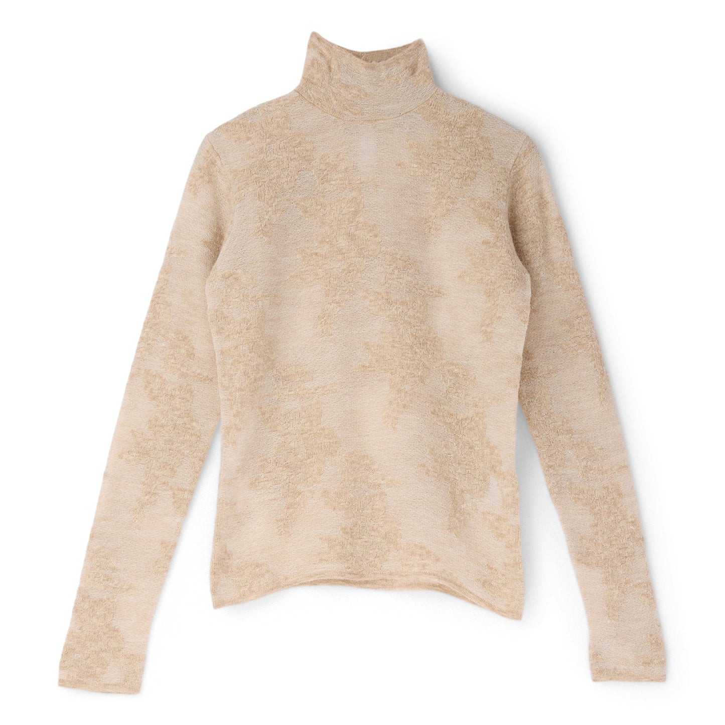 GANNI Sheer Flower Jacquard Mockneck (Sand)