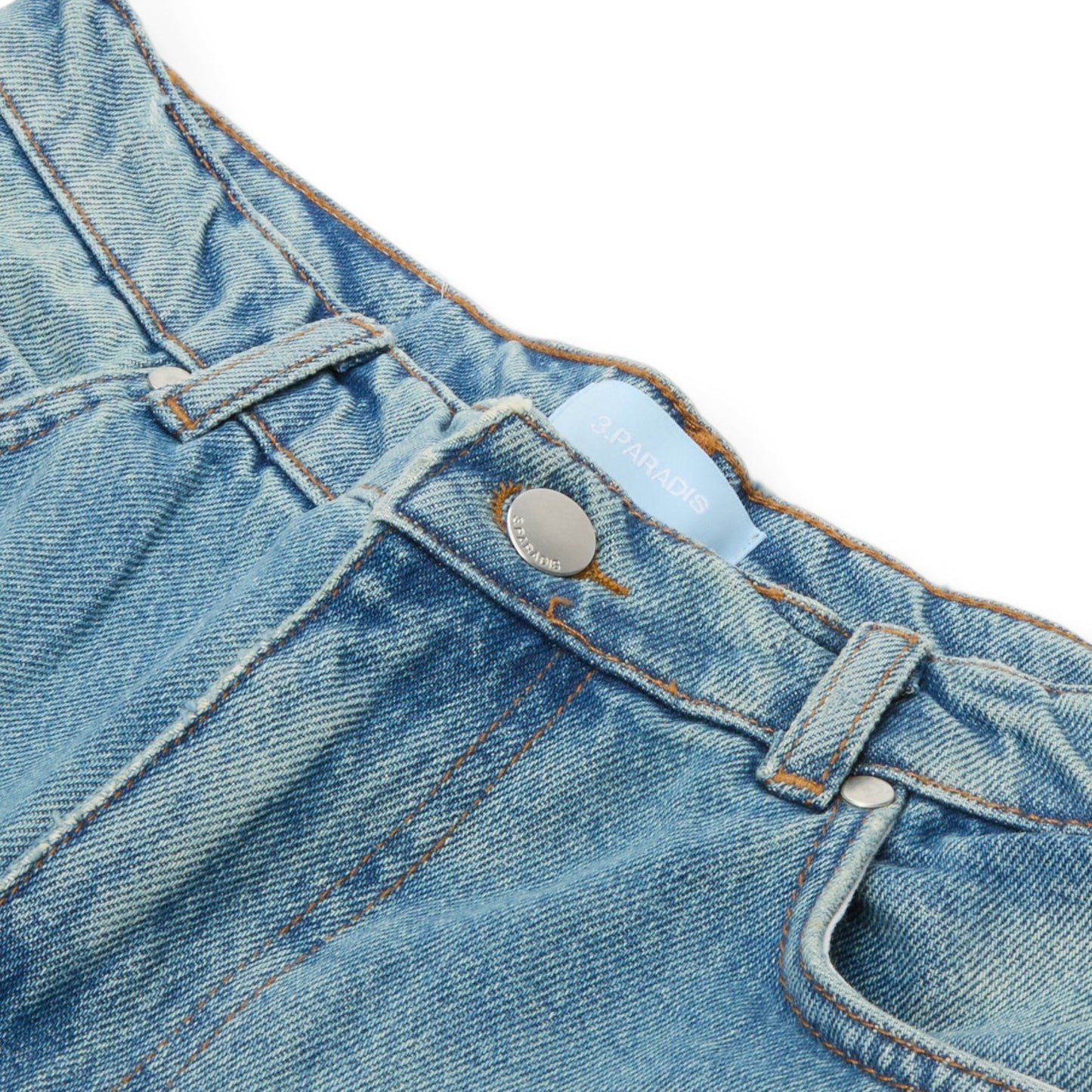 3.Paradis Wide Leg Padded Jeans (Washedblue)