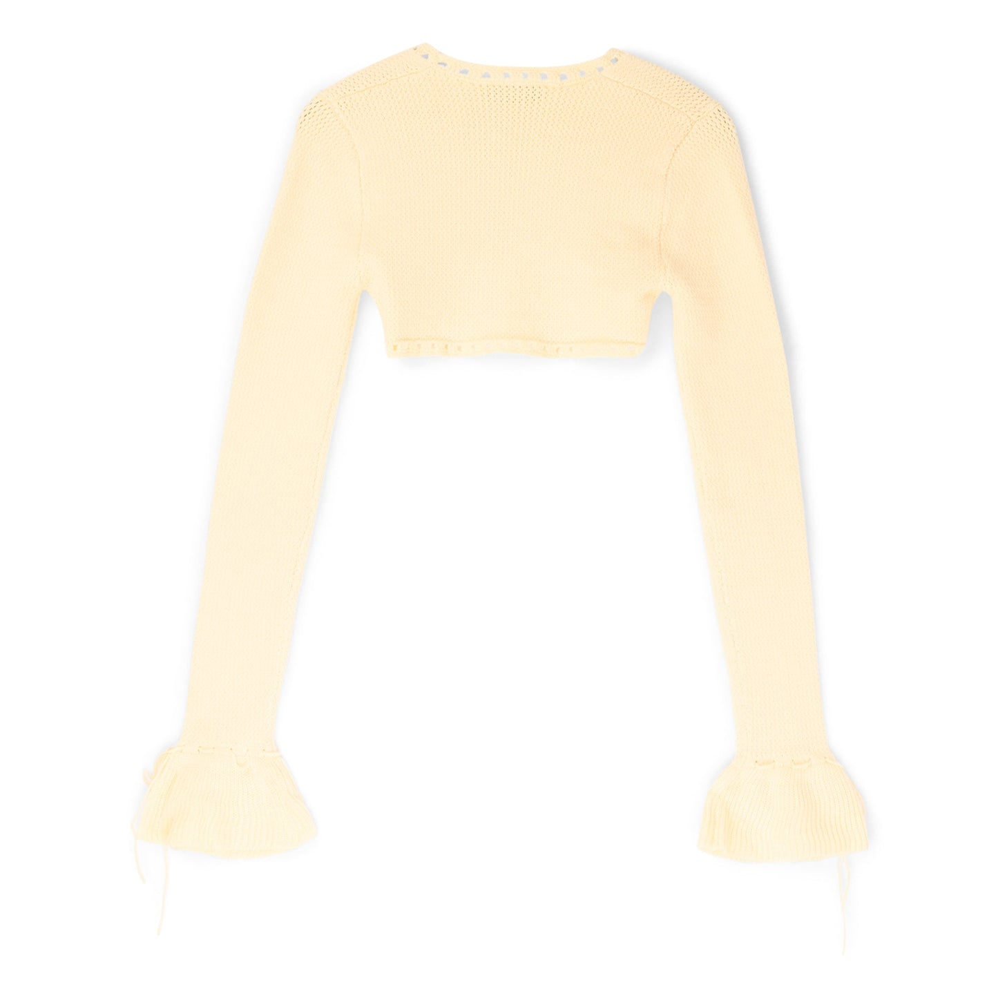 Danielle Guizio Crochet Ruffle Sleeve Bolero (Honey butter)