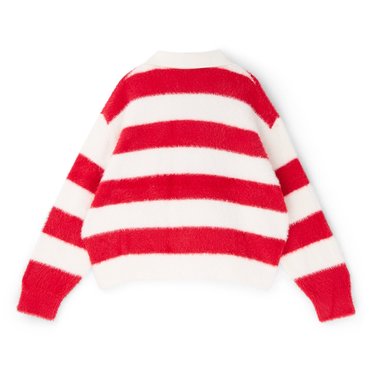 3.Paradis Fluffy Knit LS Polo (Redwhite)