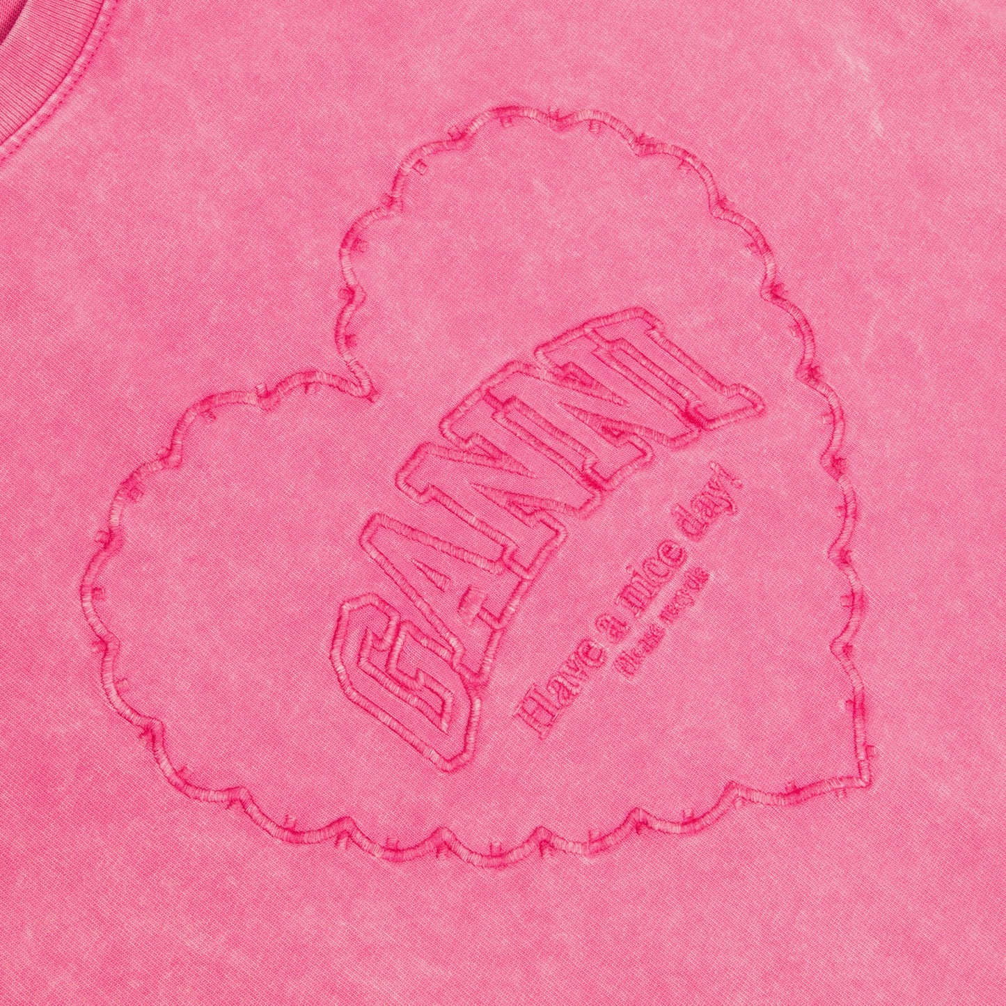 GANNI Heavy Cotton Heart T-shirt (Hot Pink)