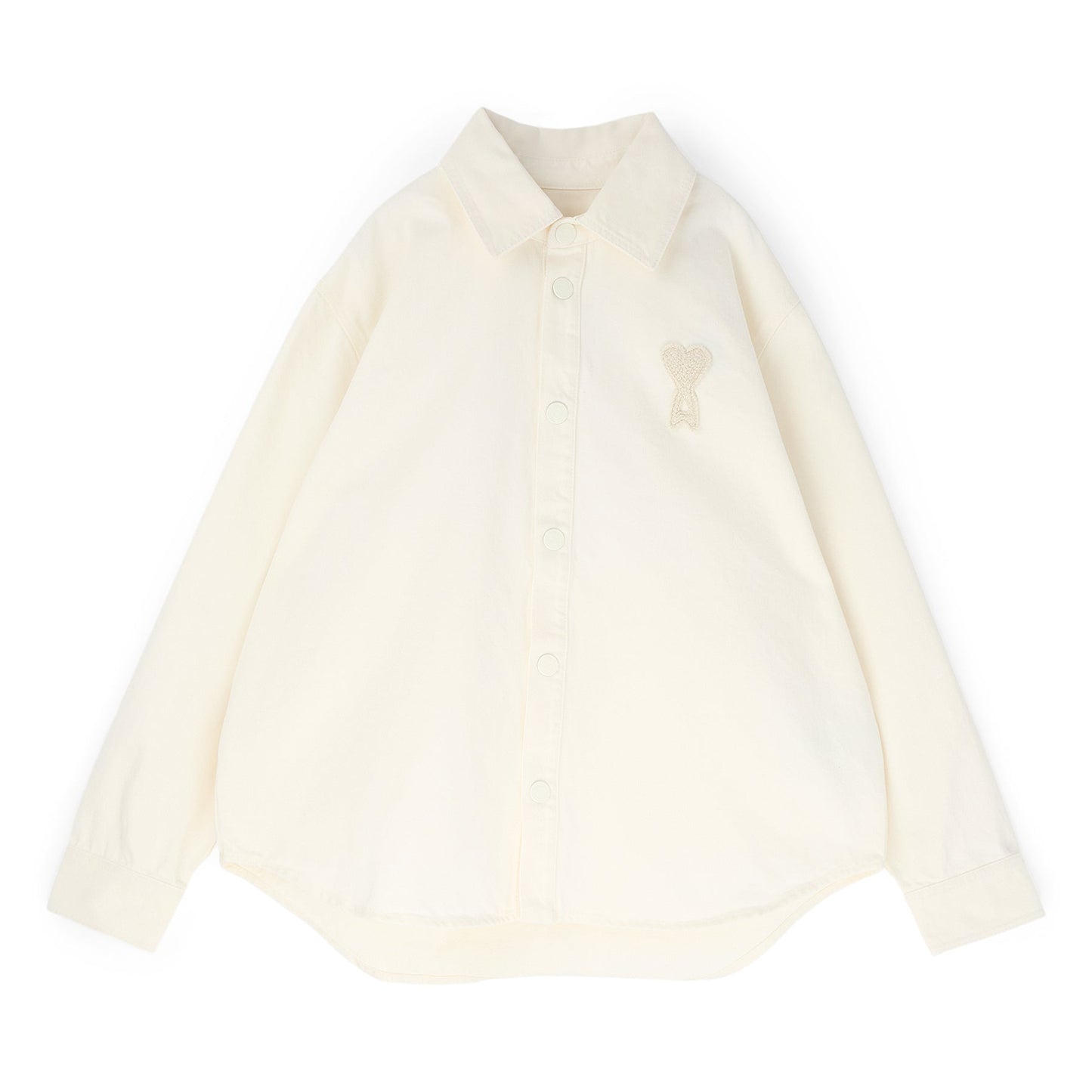 AMI Overshirt With Knitted AMI De Coeur (Blanc creme)