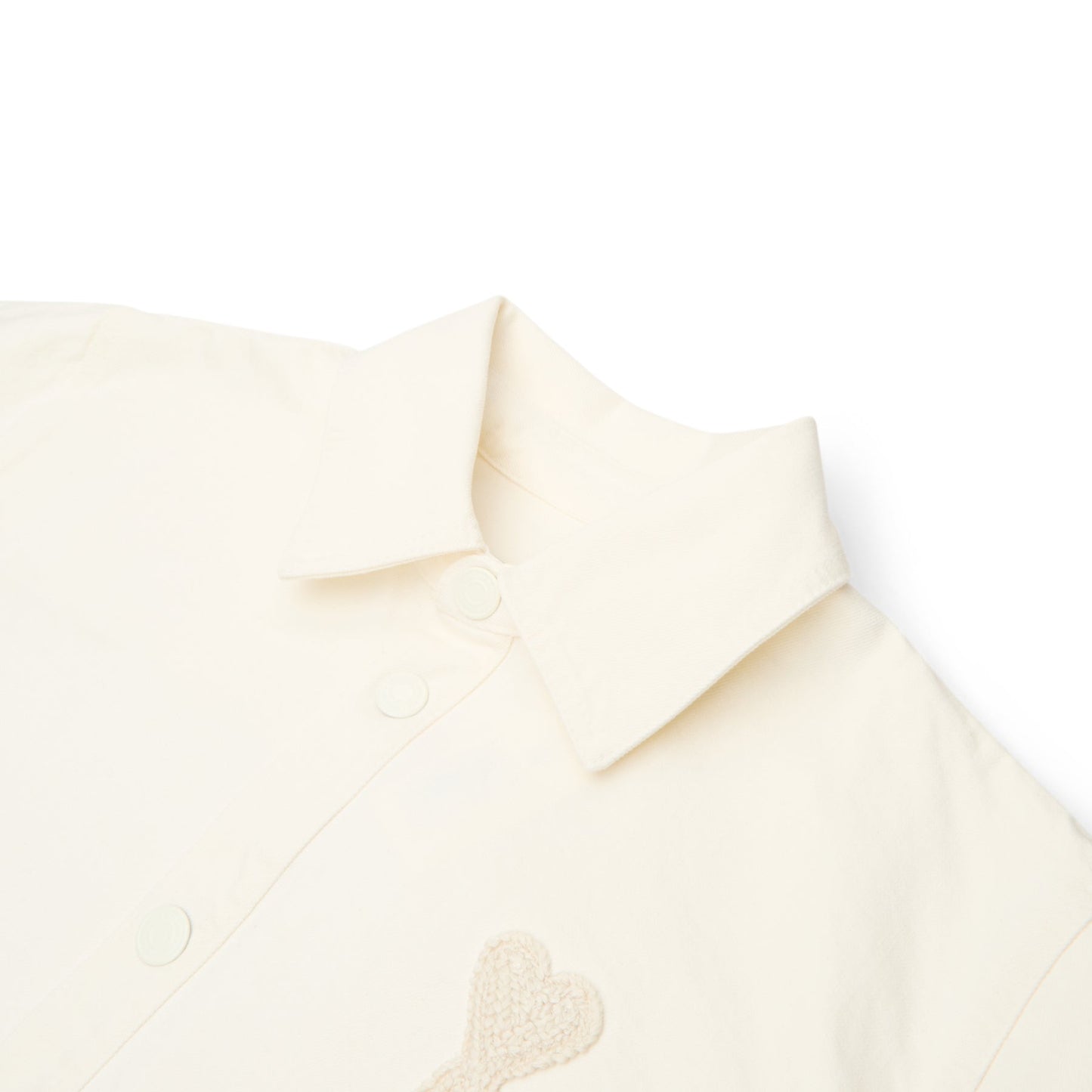 AMI Overshirt With Knitted AMI De Coeur (Blanc creme)