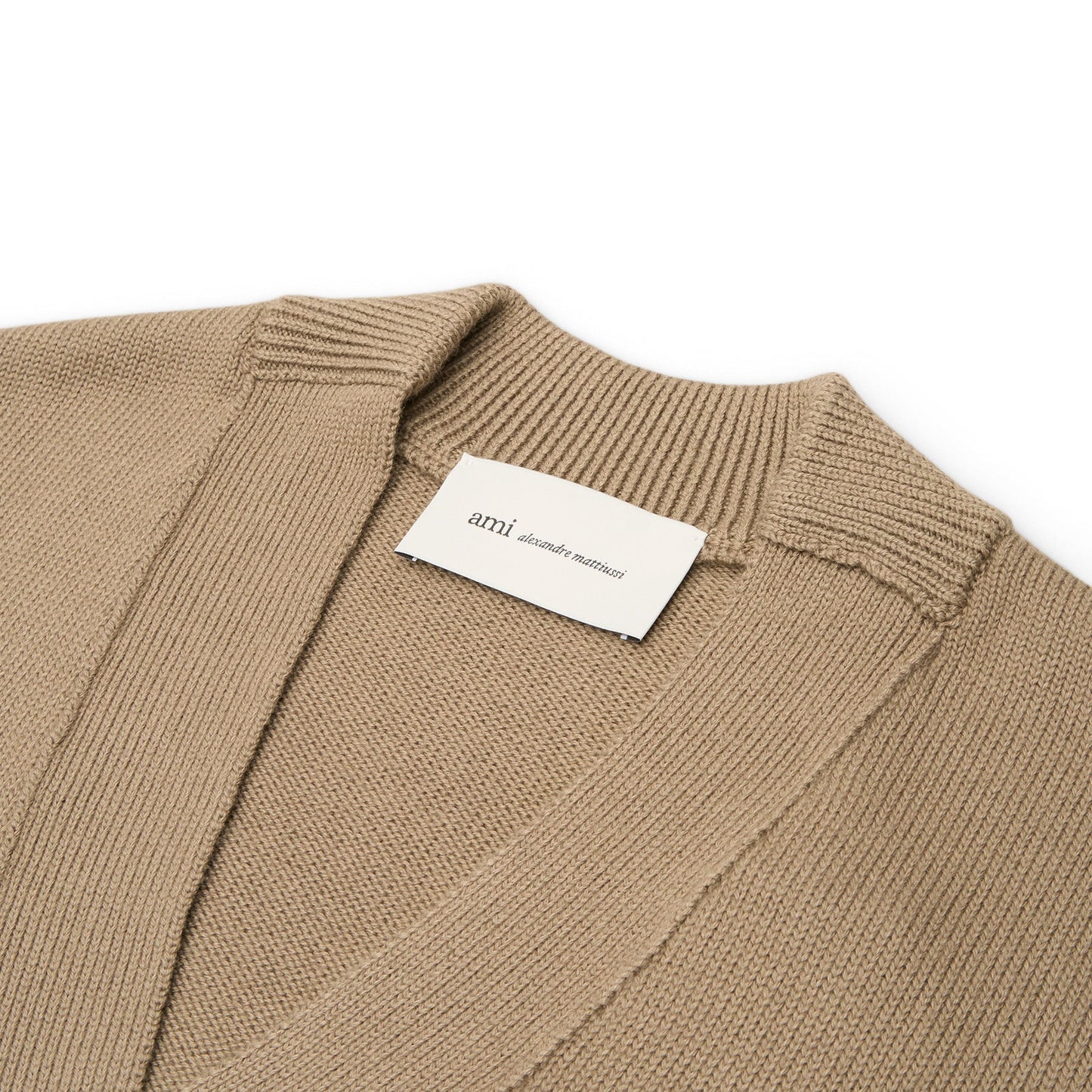 AMI Cardigan With Contrasted AMI De Coeur (Beige taupe/Ecru)