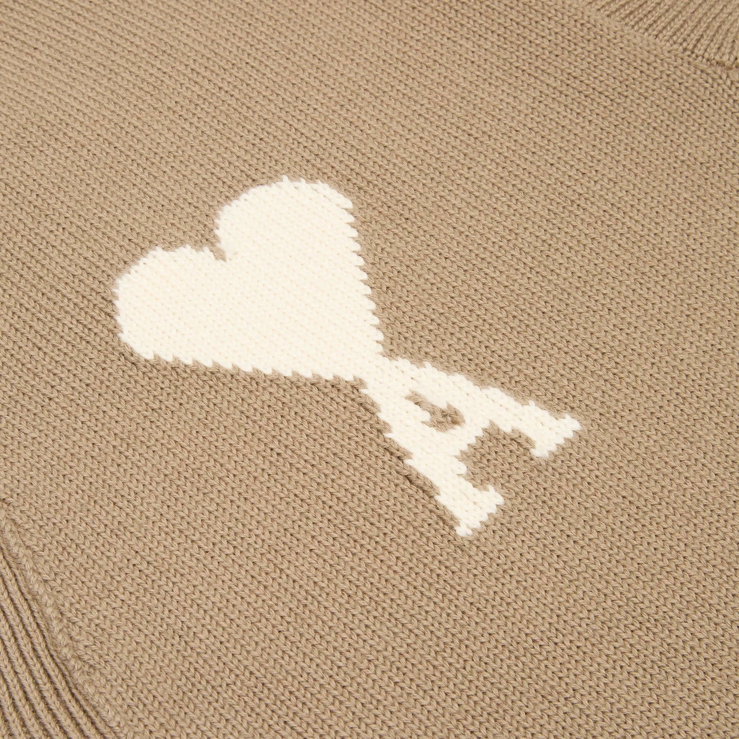 AMI Cardigan With Contrasted AMI De Coeur (Beige taupe/Ecru)