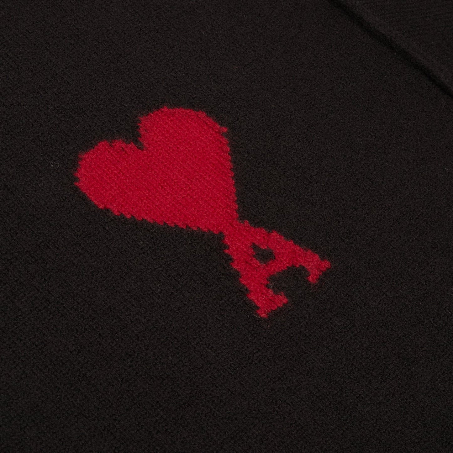AMI Crewneck Sweater With Contrasted AMI De Coeur (Noir/Rouge)