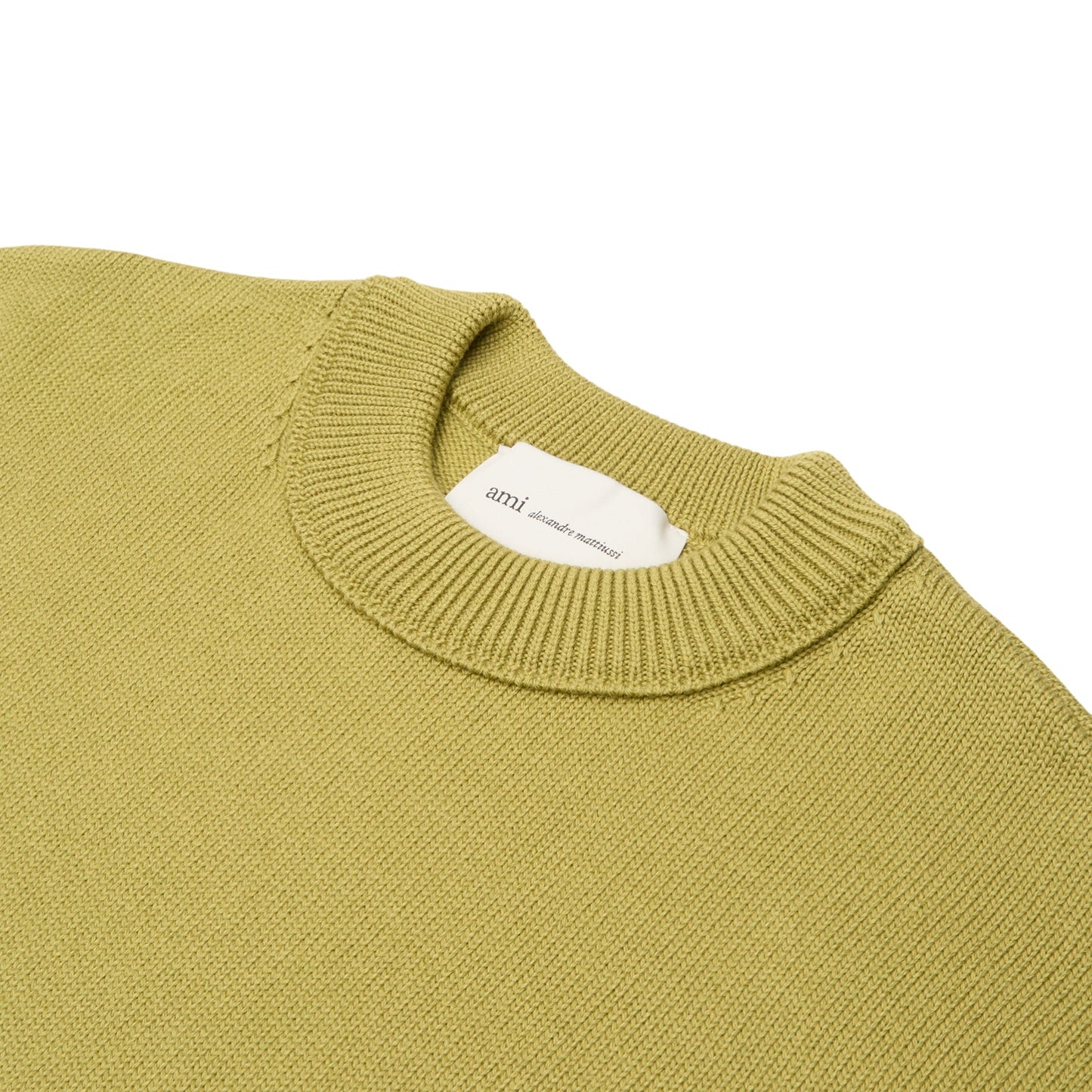 AMI Crewneck Sweater With Contrasted AMI De Coeur (Matcha/Ecru)
